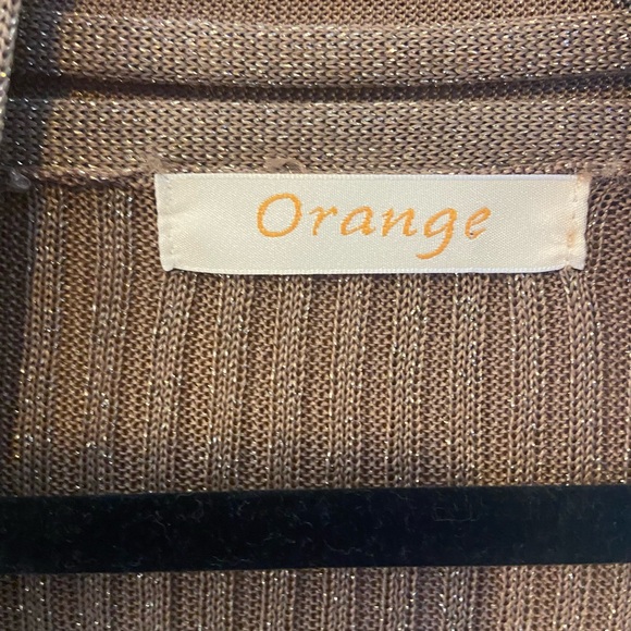 Metallic kerchief hem cardigan. Orange brand small - Picture 4 of 5